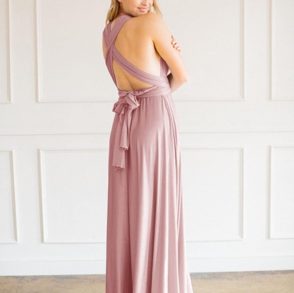 Convertible Infinity Dress & Bandeau Long Maxi Bridesmaid/Prom Dresse Sandalwood - Picture 5 of 7